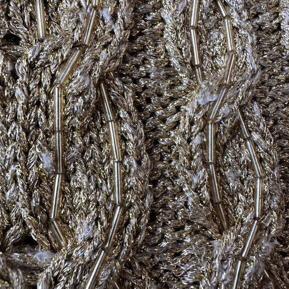Lillie Rubin Exclusive Vintage Gold Metallic Beaded Sweater Size Small - Picture 9 of 10
